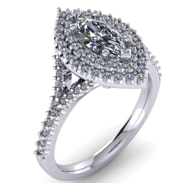 Marquise Double Halo Engagement Ring