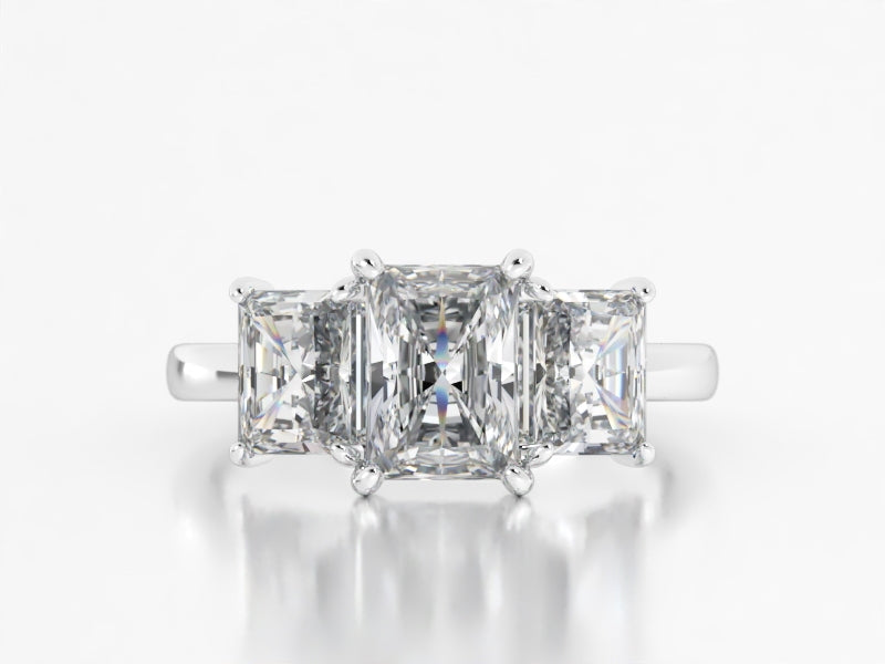 2.96 CTW Lab Radiant 3-Stone Platinum Ring