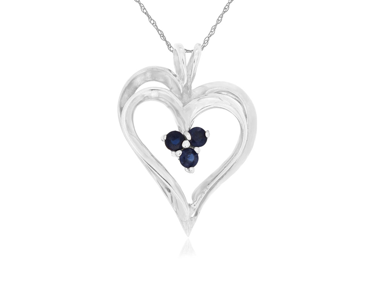 14K Yellow Gold Blue Sapphire Heart Necklace