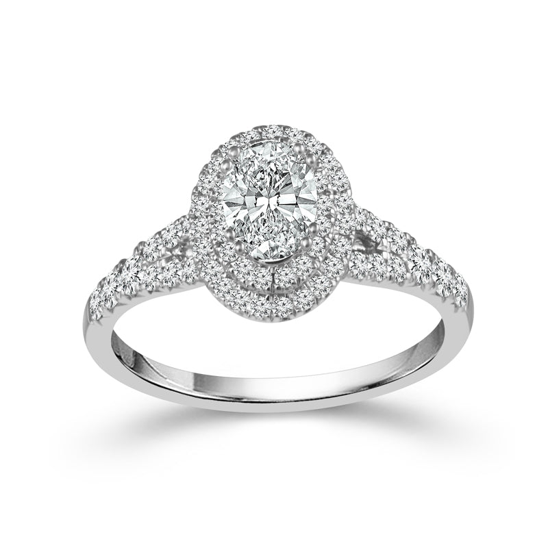 1 CTW Oval Double Halo Engagement Ring