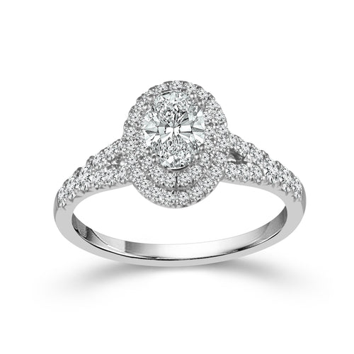 1 CTW Oval Double Halo Engagement Ring