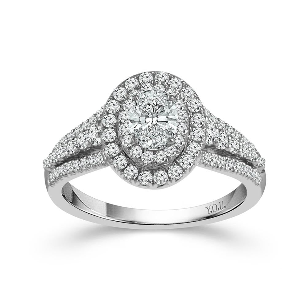 1.25 CTW Oval Double Halo Engagement Ring