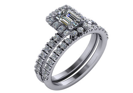 1.25 CTW Emerald Cut Diamond Engagement Set