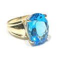 14KY 16x12mm Blue Topaz Ring