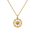 Windrose Style Round Diamond Compass Pendant