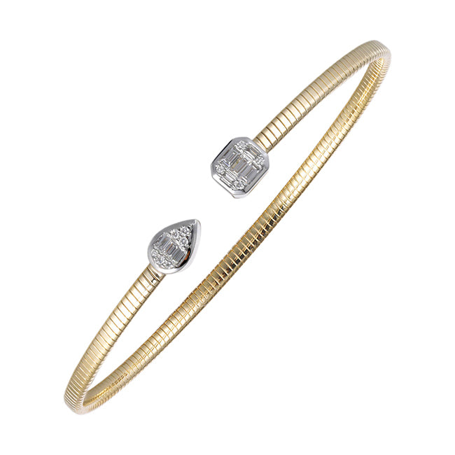 14Kt Yellow White Gold Diamond 1/5Ctw Bangle - BG10104-4YWC