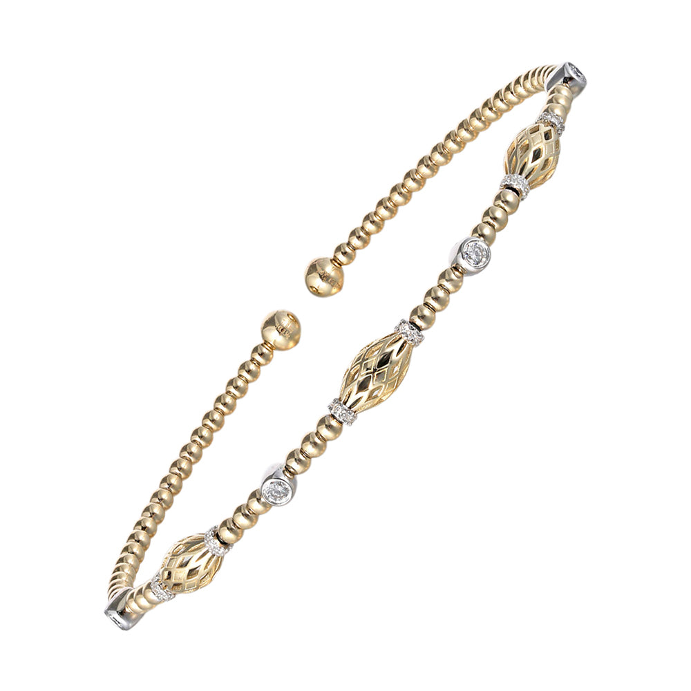14Kt White Yellow Gold Diamond 1/5Ctw Bangle
 - BG10106-4YWSC