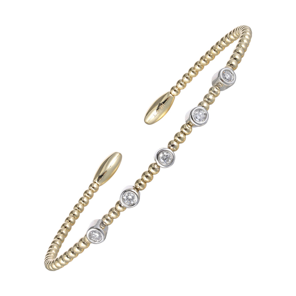 14Kt White Yellow Gold Diamond 1/4Ctw Bangle
 - BG10107-4YWC