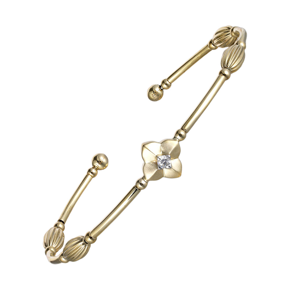 14Kt Yellow Gold Diamond 1/15Ctw Bangle - BG10121-4YC