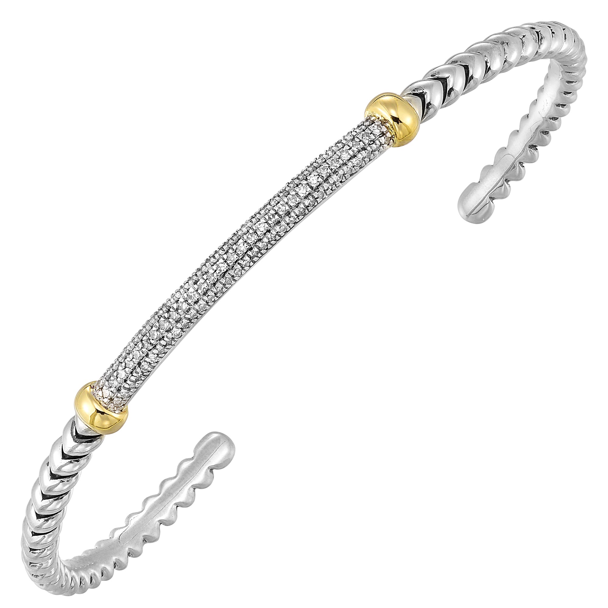 Gold Silver White Yellow Diamond 1/4Ctw Bangle - BG10143-SS4YSC
