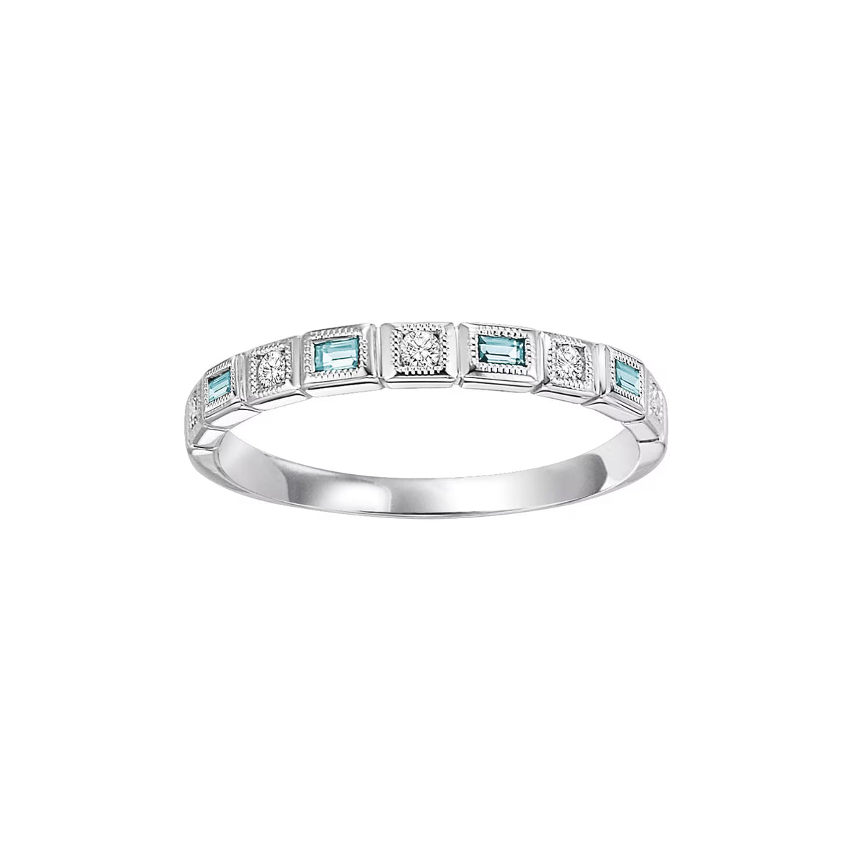 Blue Topaz & Diamond Stackable Ring