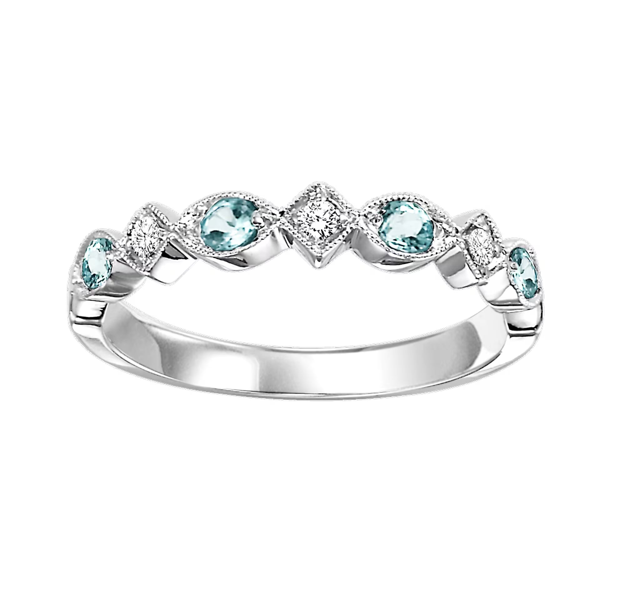 Aquamarine & Diamond Stackable Ring