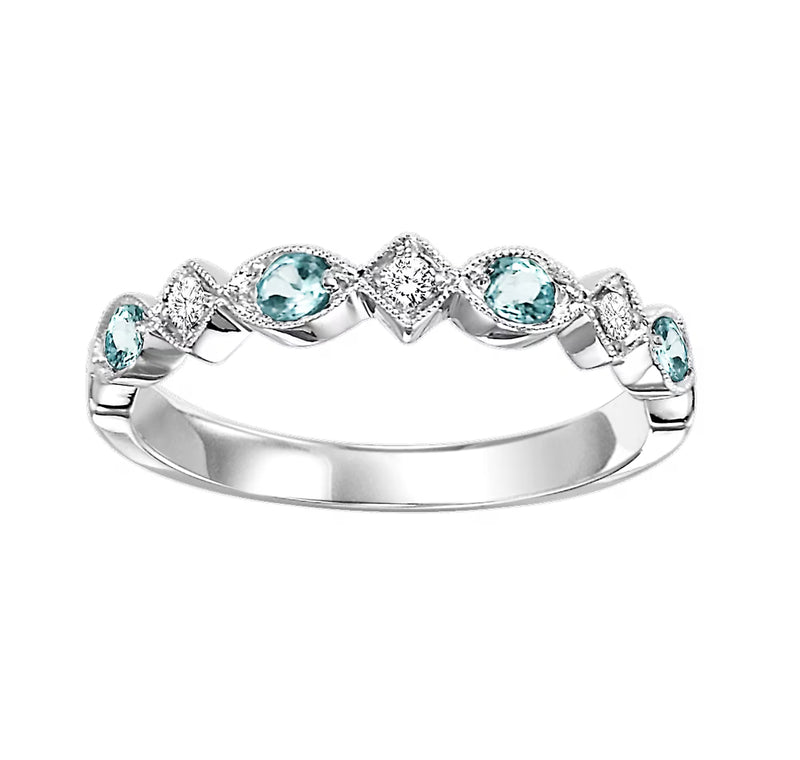 Aquamarine & Diamond Stackable Ring