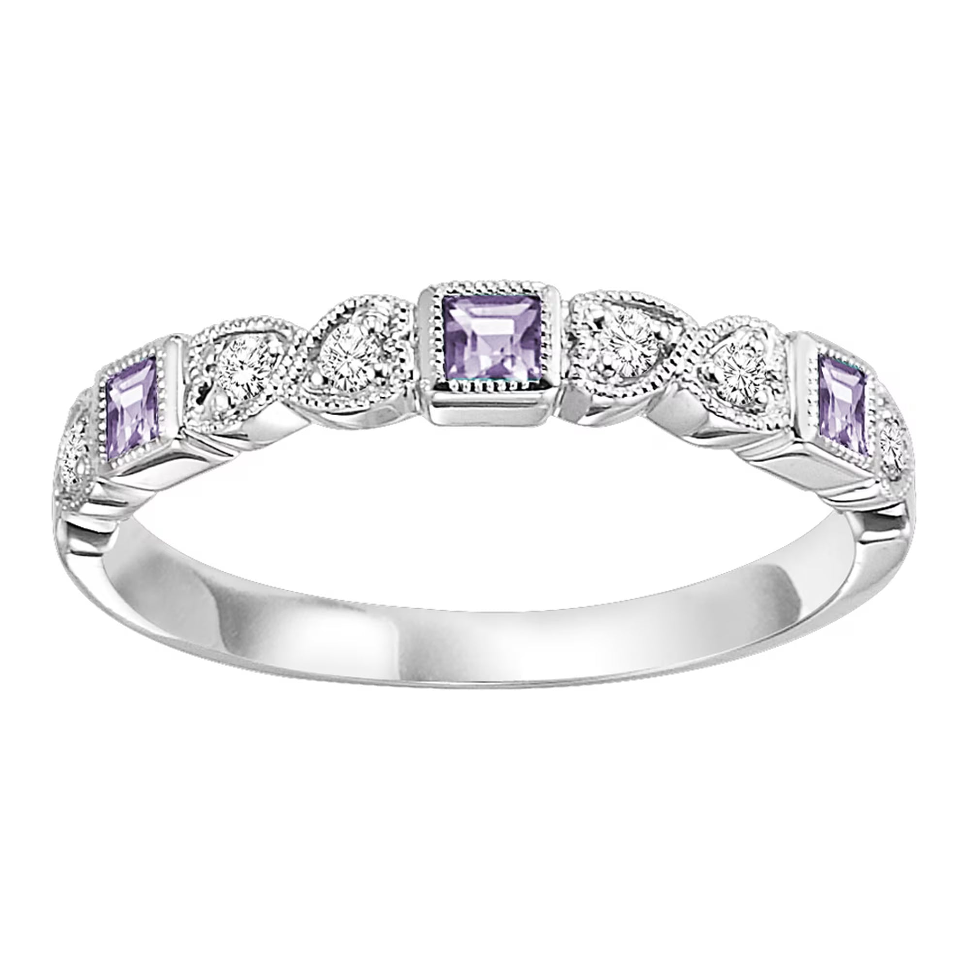 SYN Alexandrite & Diamond Stackable Ring