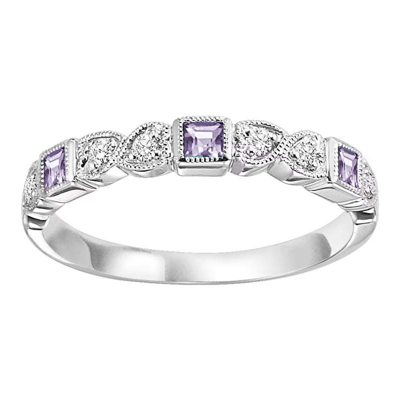 SYN Alexandrite & Diamond Stackable Ring