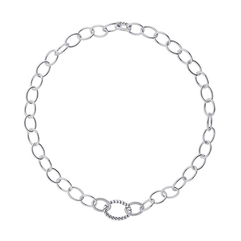 Silver White Diamond 1/7Ctw Necklcae - NK10230-SSB