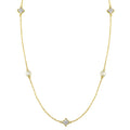 14Kt Yellow Gold Diamond 1/6Ctw & Pearl Necklace - NK10581-4YCPL