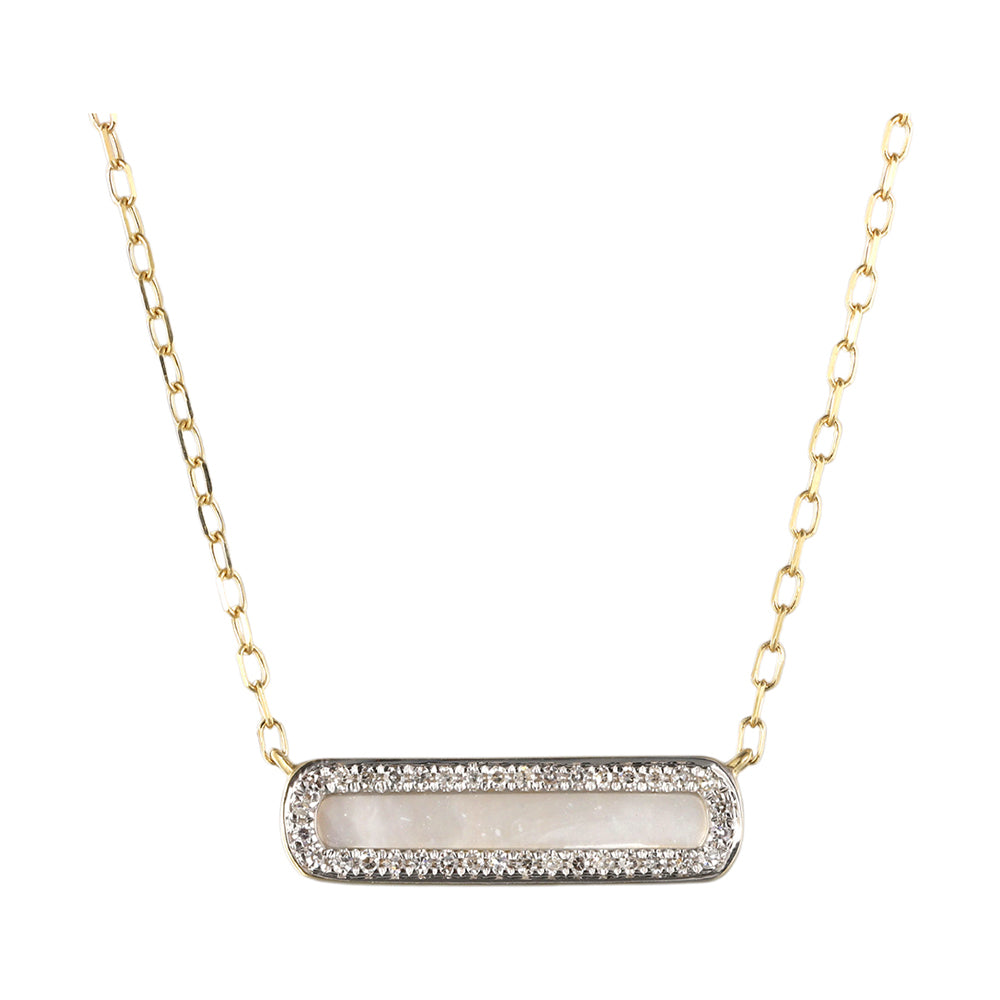 14Kt Yellow Gold Diamond 1/12Ctw & Mother Of Pearl Necklace - NK10616-4YSCMOP