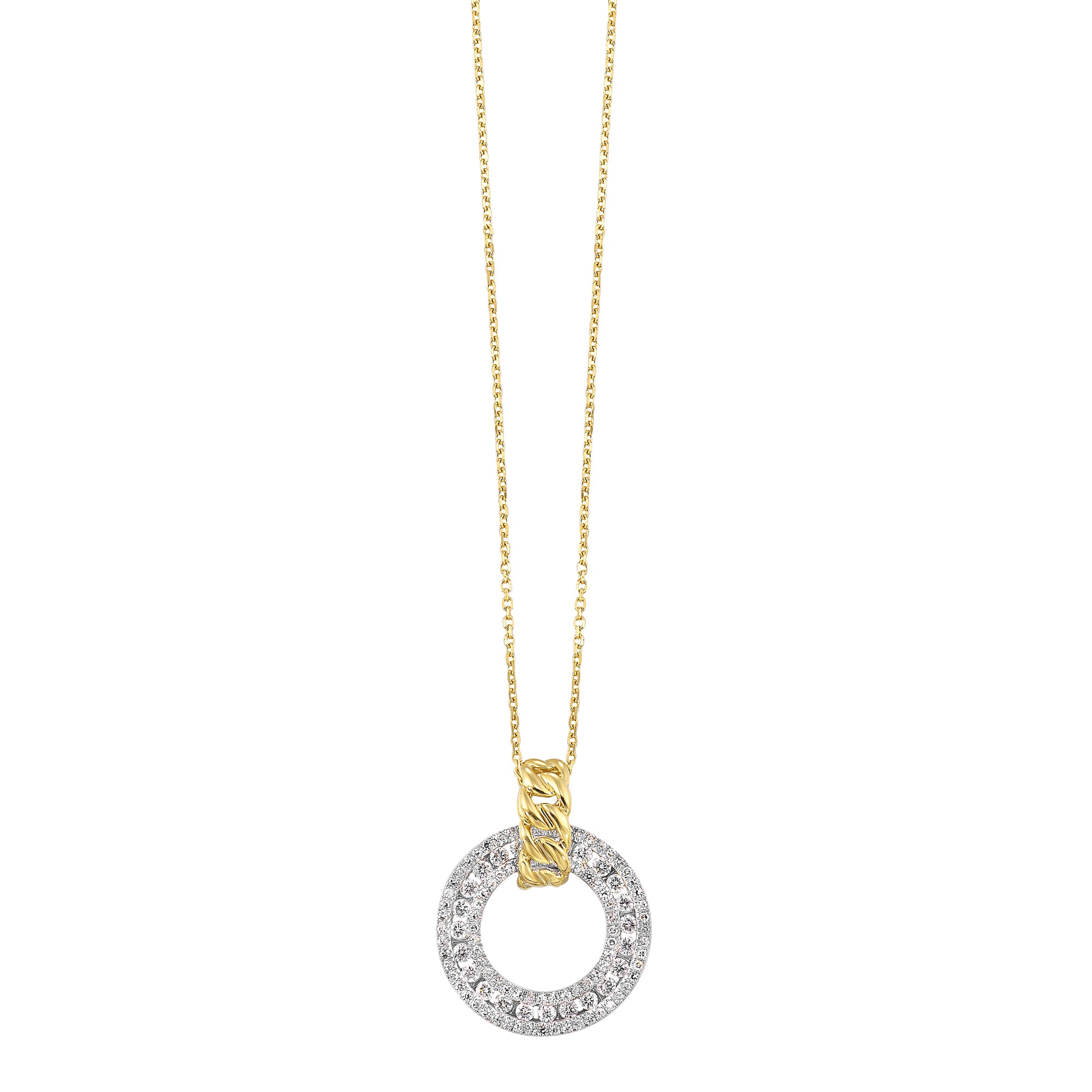 14Kt White Yellow Gold Diamond 1/2Ctw Pendant - PD11239-4YWC