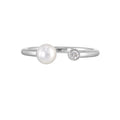 14Kt White Gold Diamond 1/20Ctw & Pearl Ring - RG16133-4WCPL
