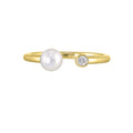 14Kt Yellow Gold Diamond 1/20Ctw & Pearl Ring - RG16133-4YCPL