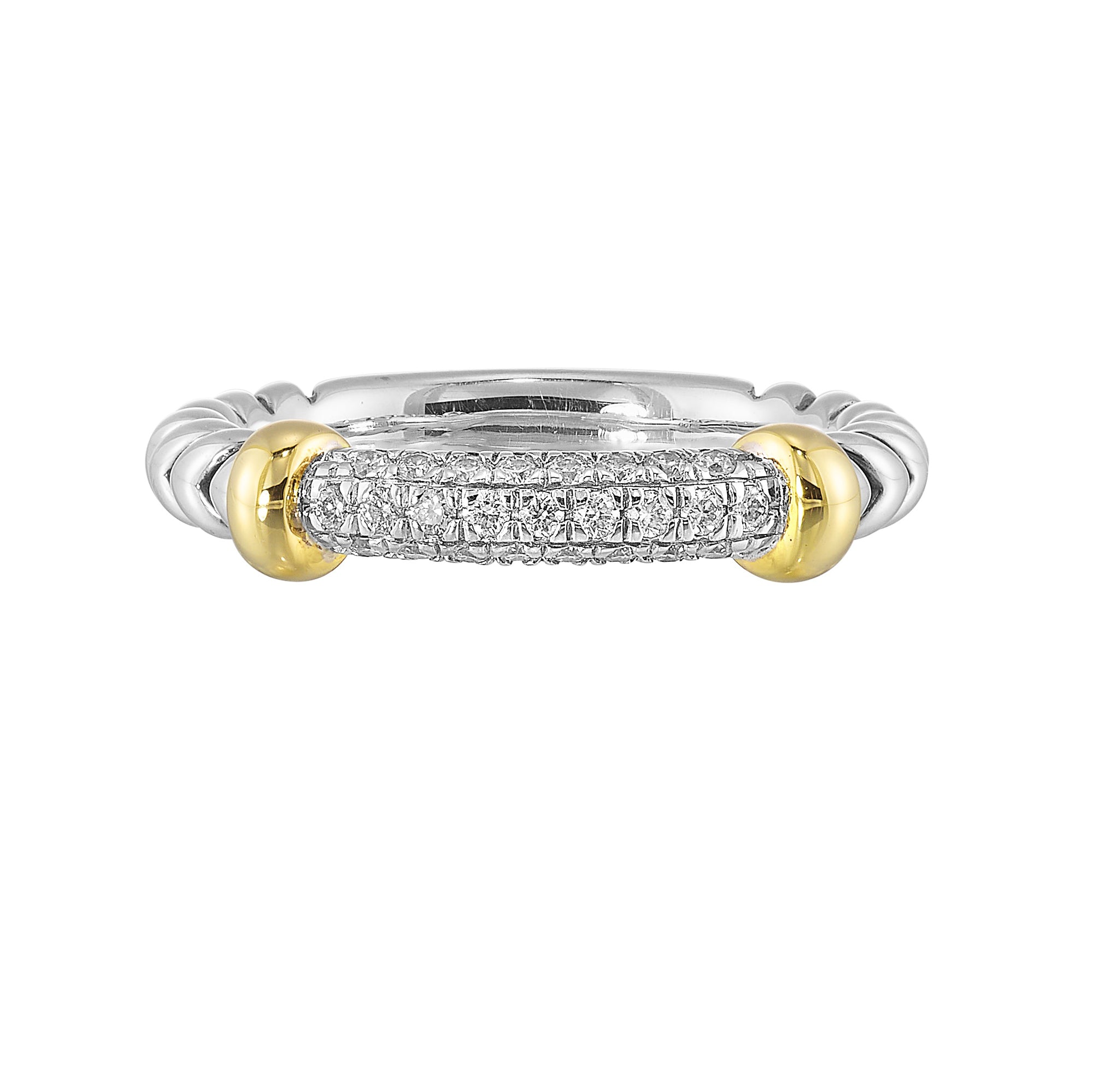 Gold Silver White Yellow Diamond 1/5Ctw Ring - RG16376-4YSSB