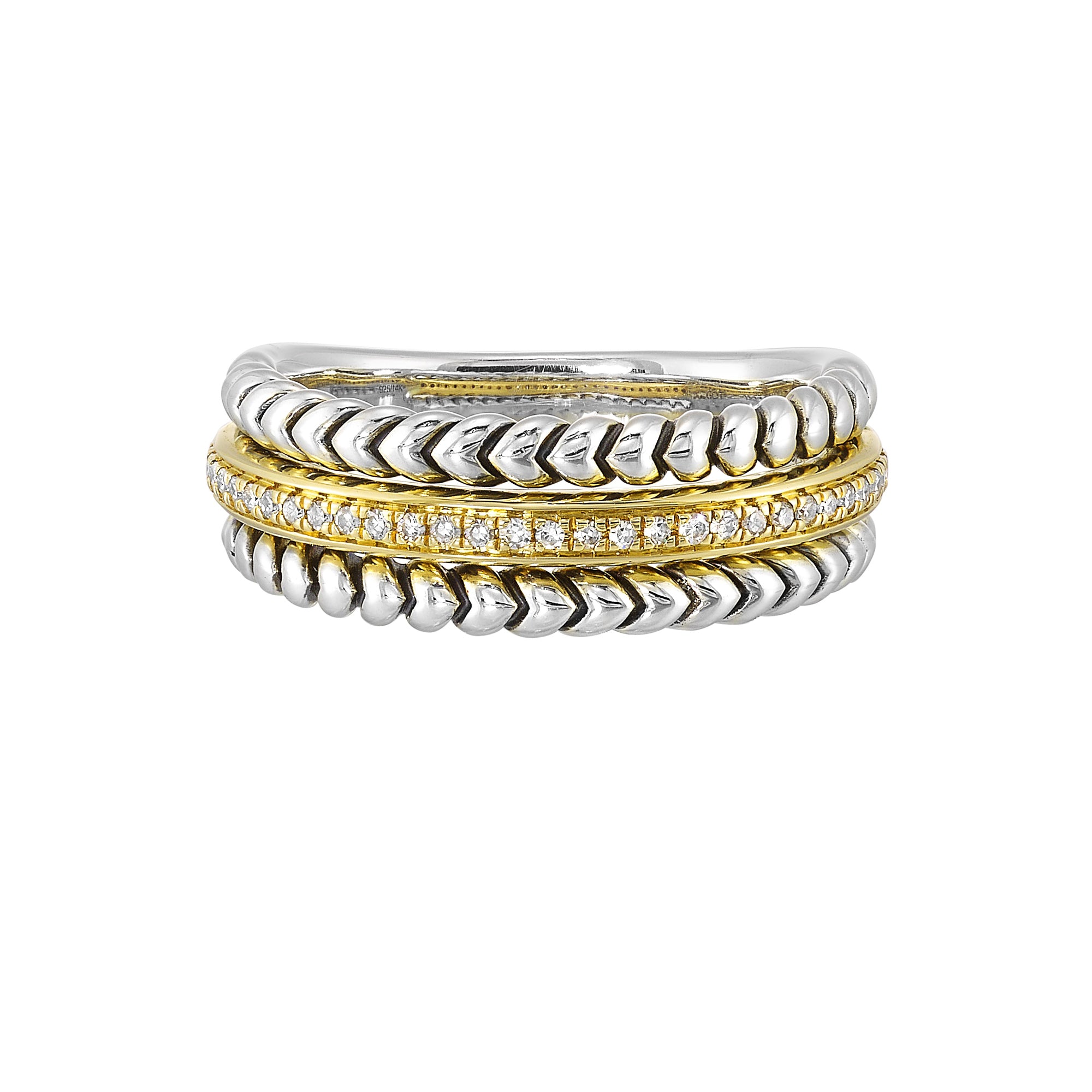 Gold Silver White Yellow Gold Diamond 1/10Ctw Ring - RG16489-SS4YSC