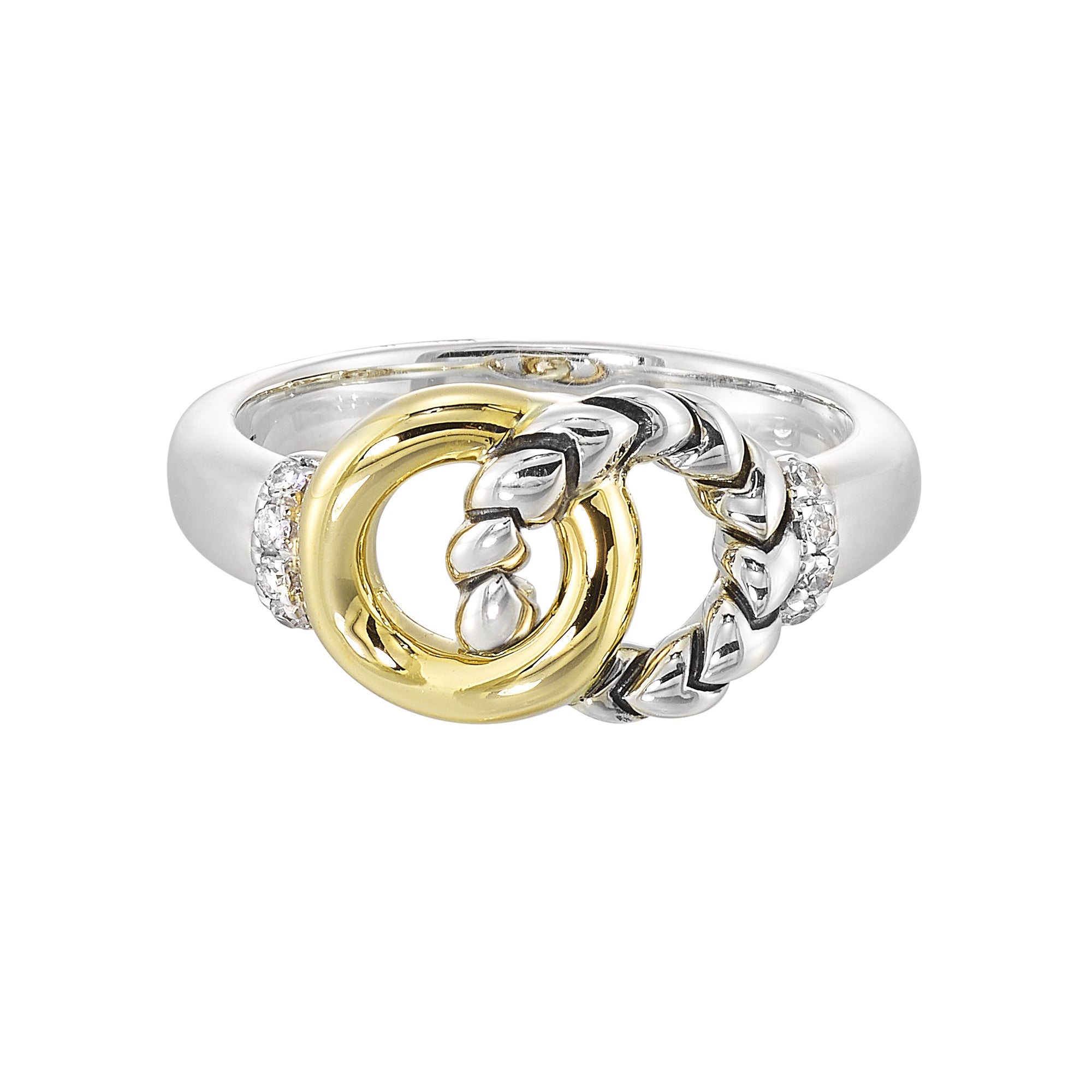 Gold Silver White Yellow Diamond 1/20Ctw Ring - RG16513-SS4YSC