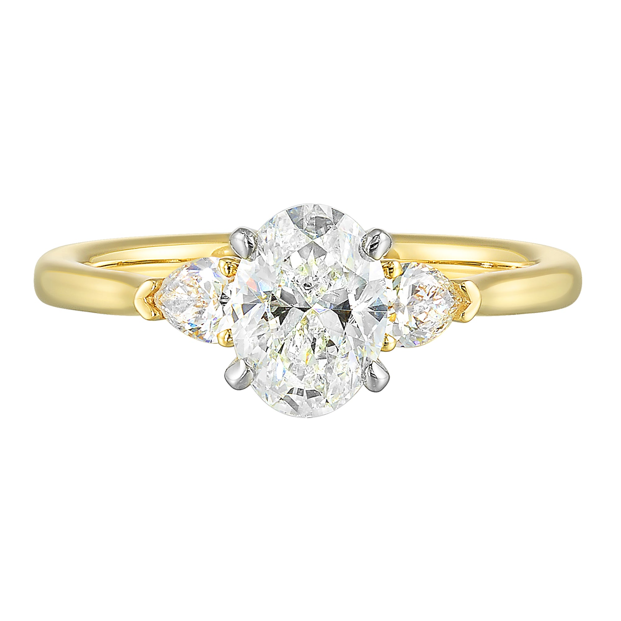 14Kt White Yellow Semi Mount 1/2Ctw For 2Ct Oval Center - W0240ON200SM-4YWB