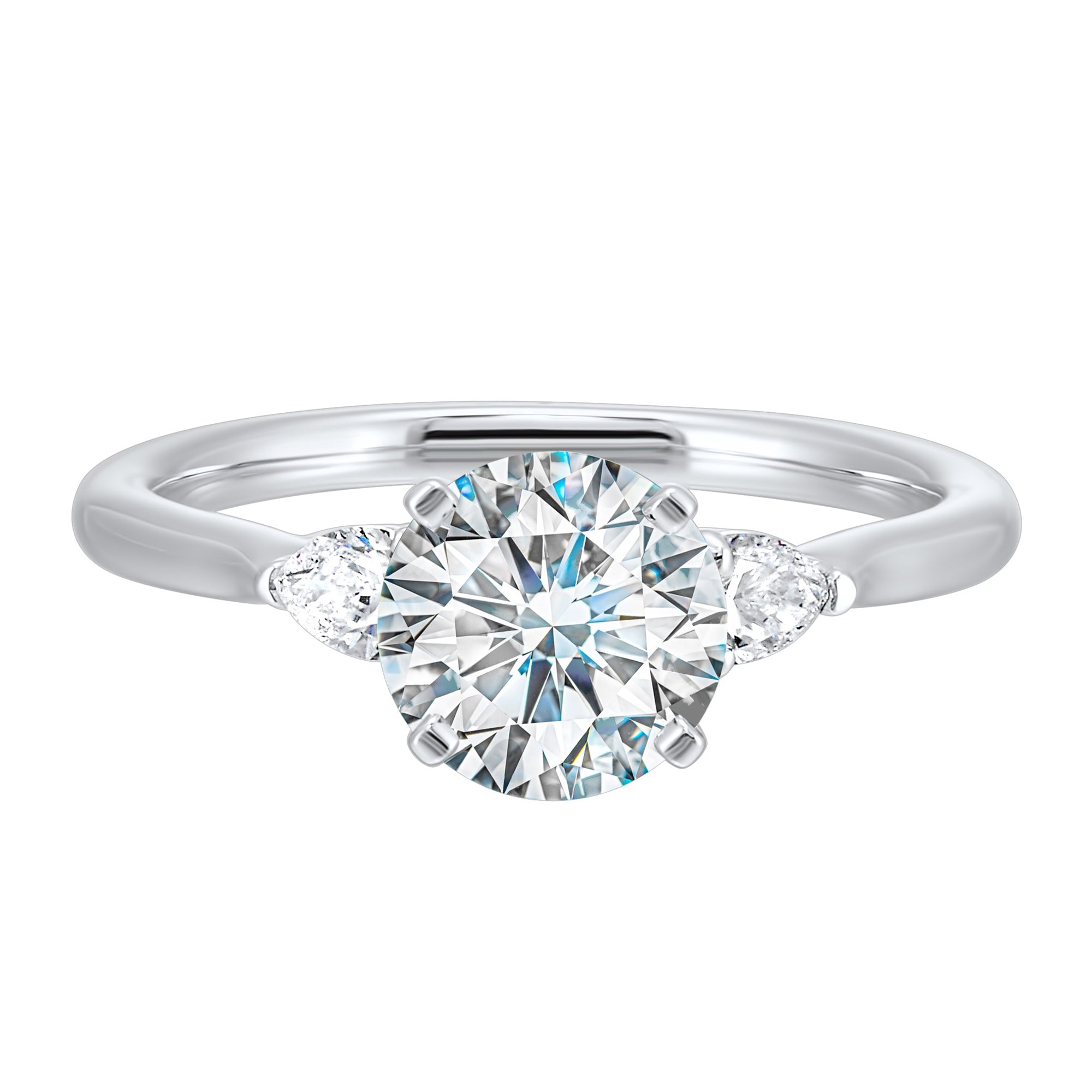 14Kt White Semi Mount 1/2Ctw For 2Ctw Round Center - W0240RN200SM-4WB