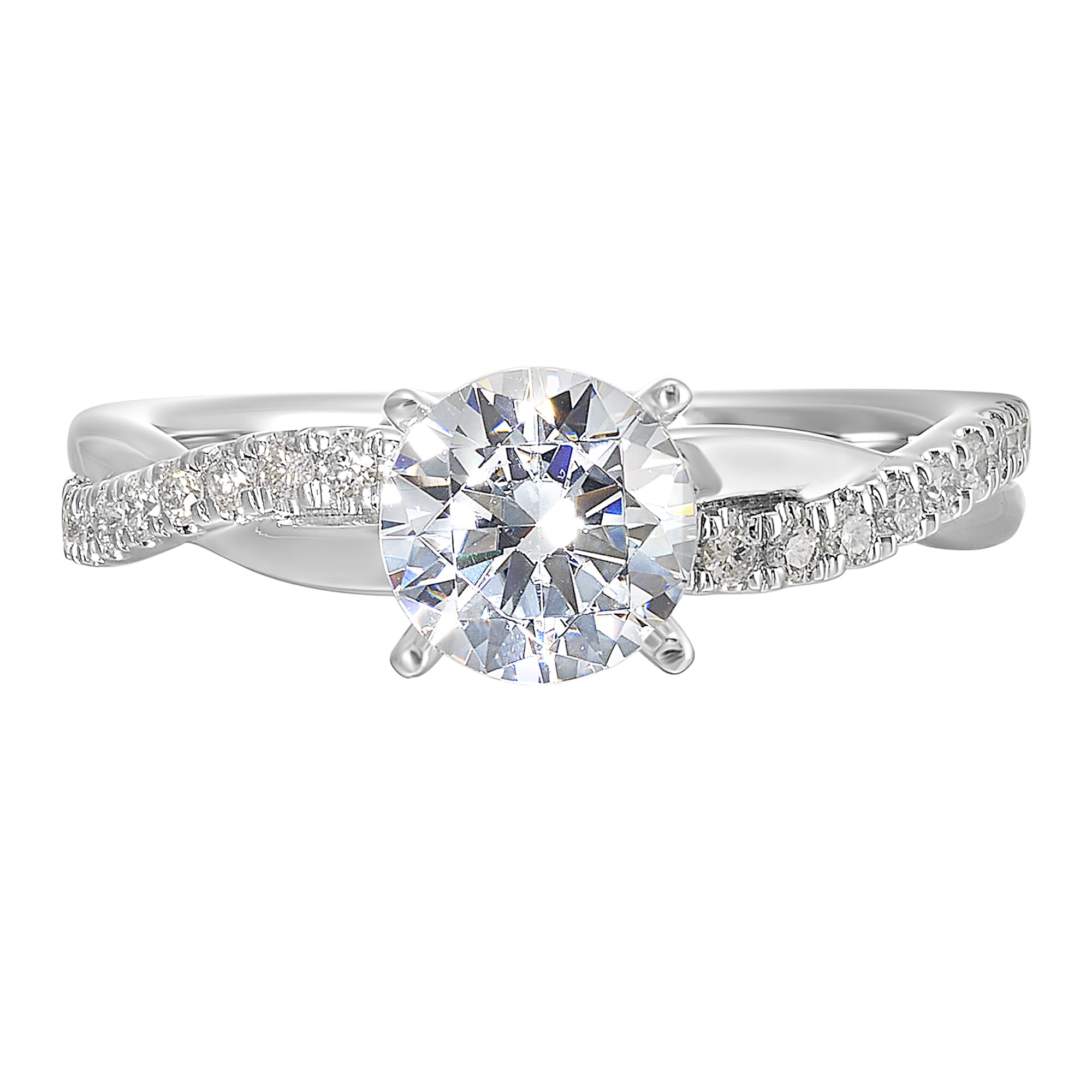 14Kt White Semi Mount 1/5Ctw For 2Ct Round Center - W0302RN200SM-4WB
