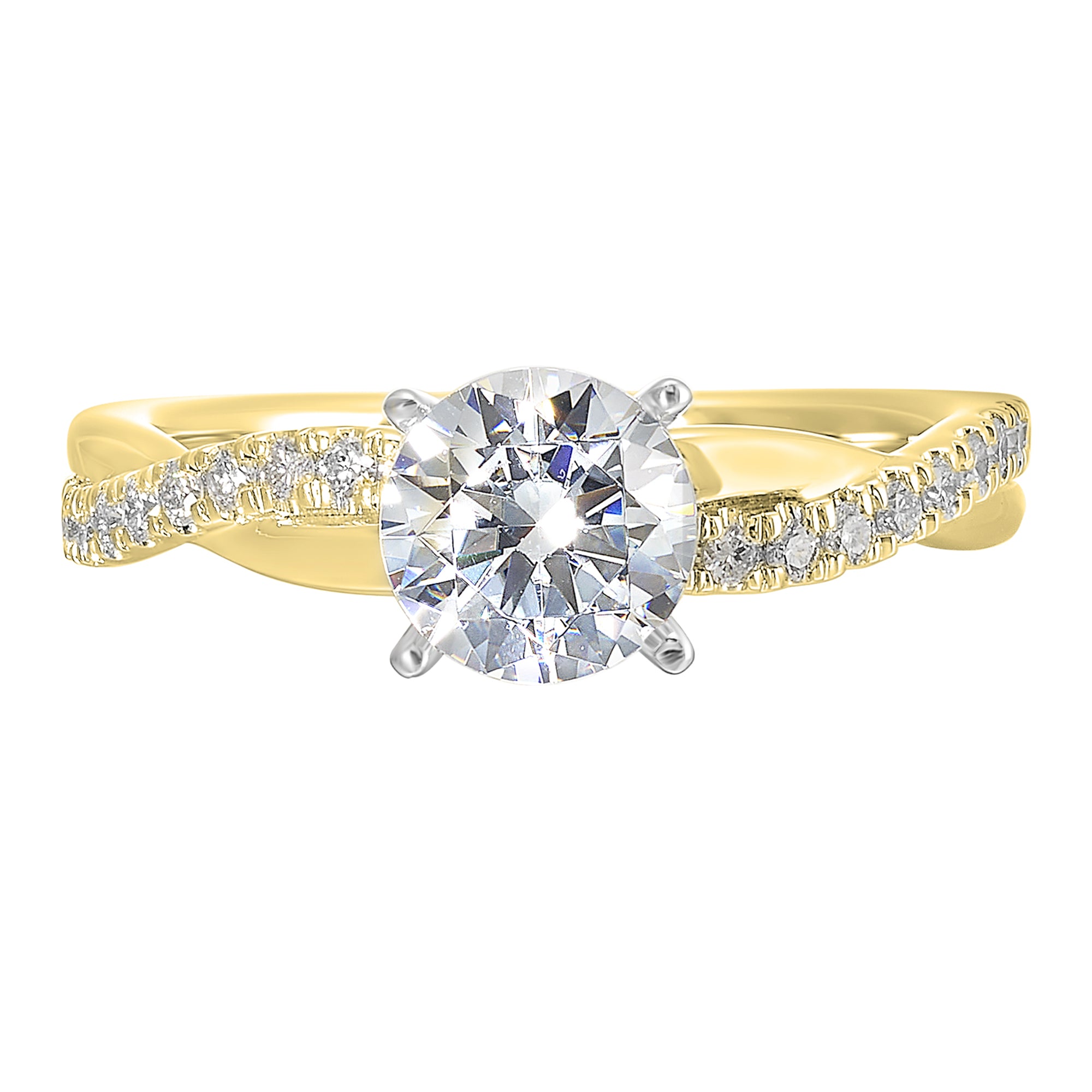 14Kt White Yellow Semi Mount 1/5Ctw For 2Ct Round Center - W0302RN200SM-4YWB