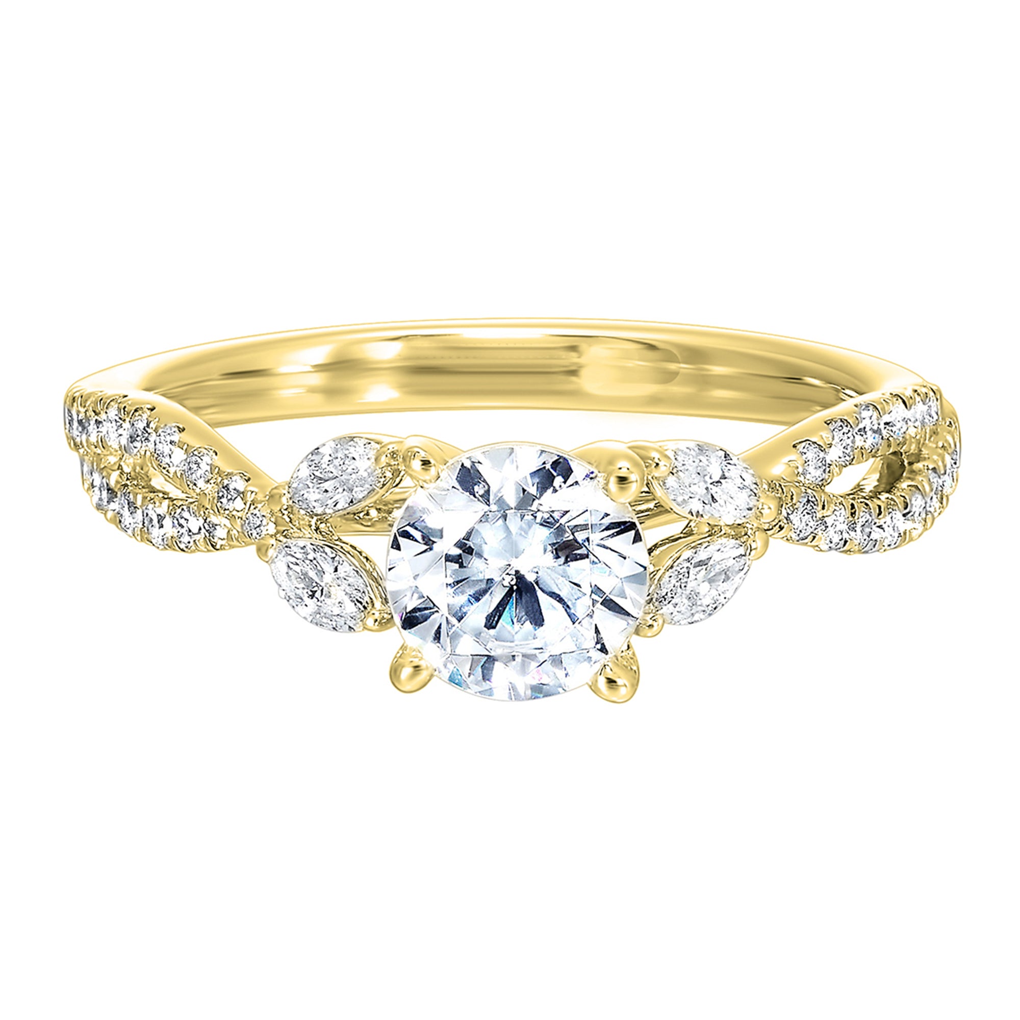 14Kt Yellow Semi Mount 3/8Ctw For 2Ct Round Center - W0401RN200SM-4YB