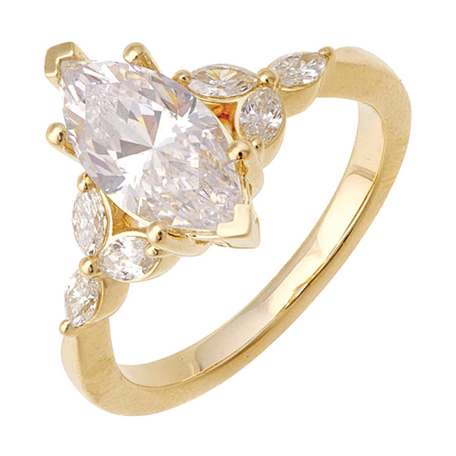 14Kt Yellow Semi Mount 1/3Ctw For 2Ct Marquise Center - W0751MN200SM-4YB