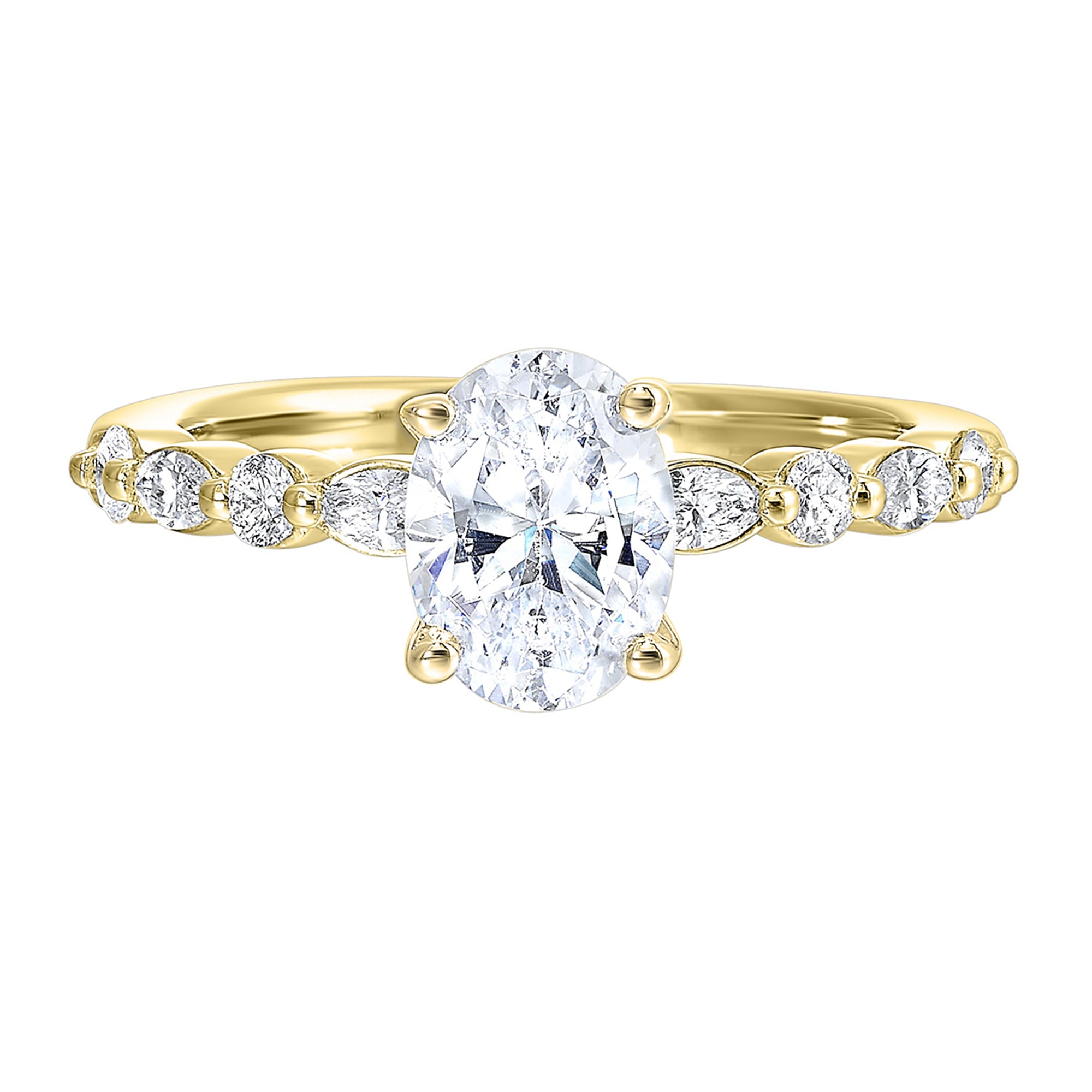 14Kt Yellow Semi Mount 1/3Ctw For 2Ctw Oval Center - W0761ON200SM-4YB