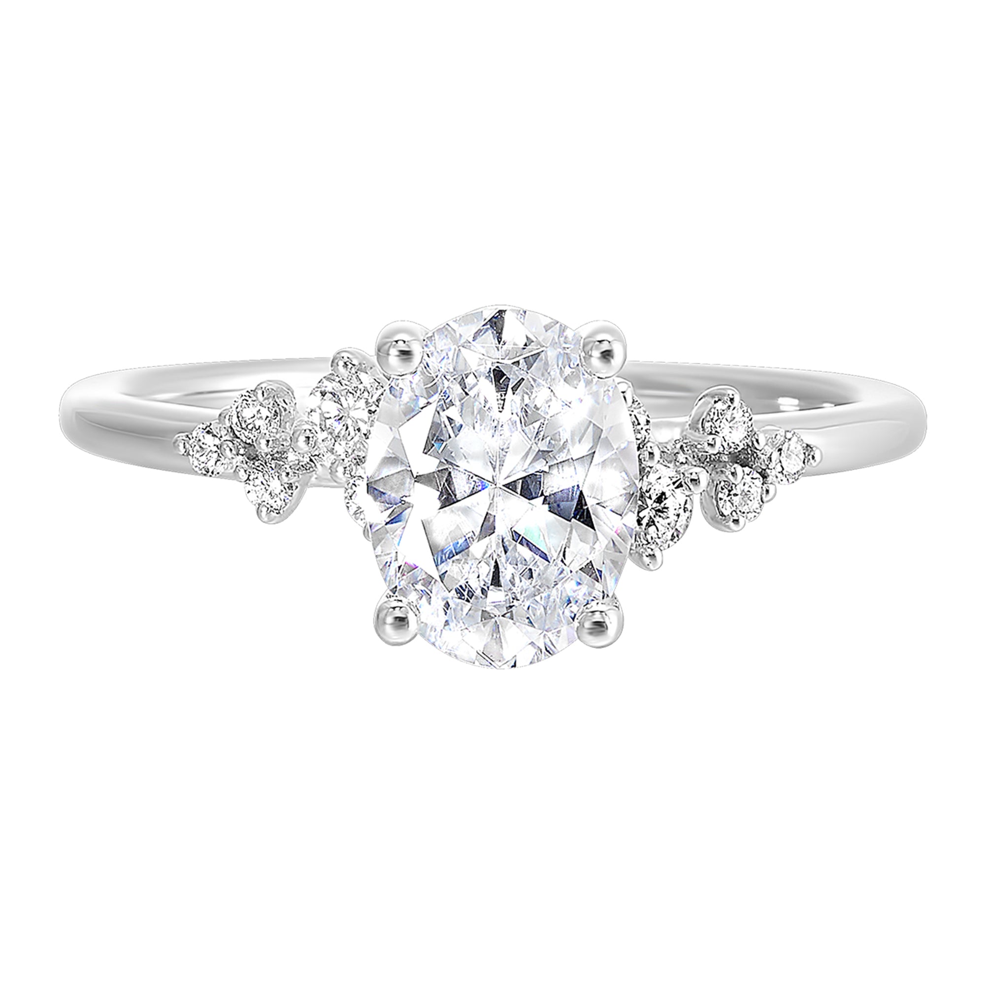 14Kt White Semi Mount 1/7Ctw For 1 1/2Ct Oval Center - W1121ON150SM-4WB