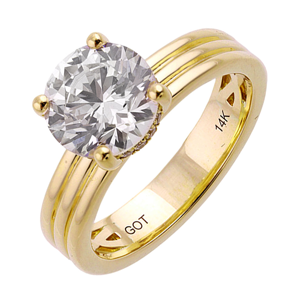 14Kt Yellow Semi Mount 1/10Ctw For 2Ct Round Center - W3590RN200SM-4YB