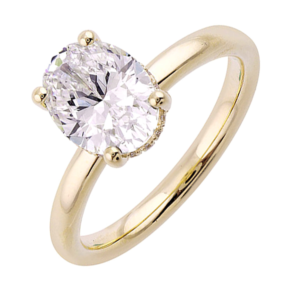 14Kt Yellow Semi Mount 1/10Ctw For 2Ct Oval Center - W3750ON200SM-4YB