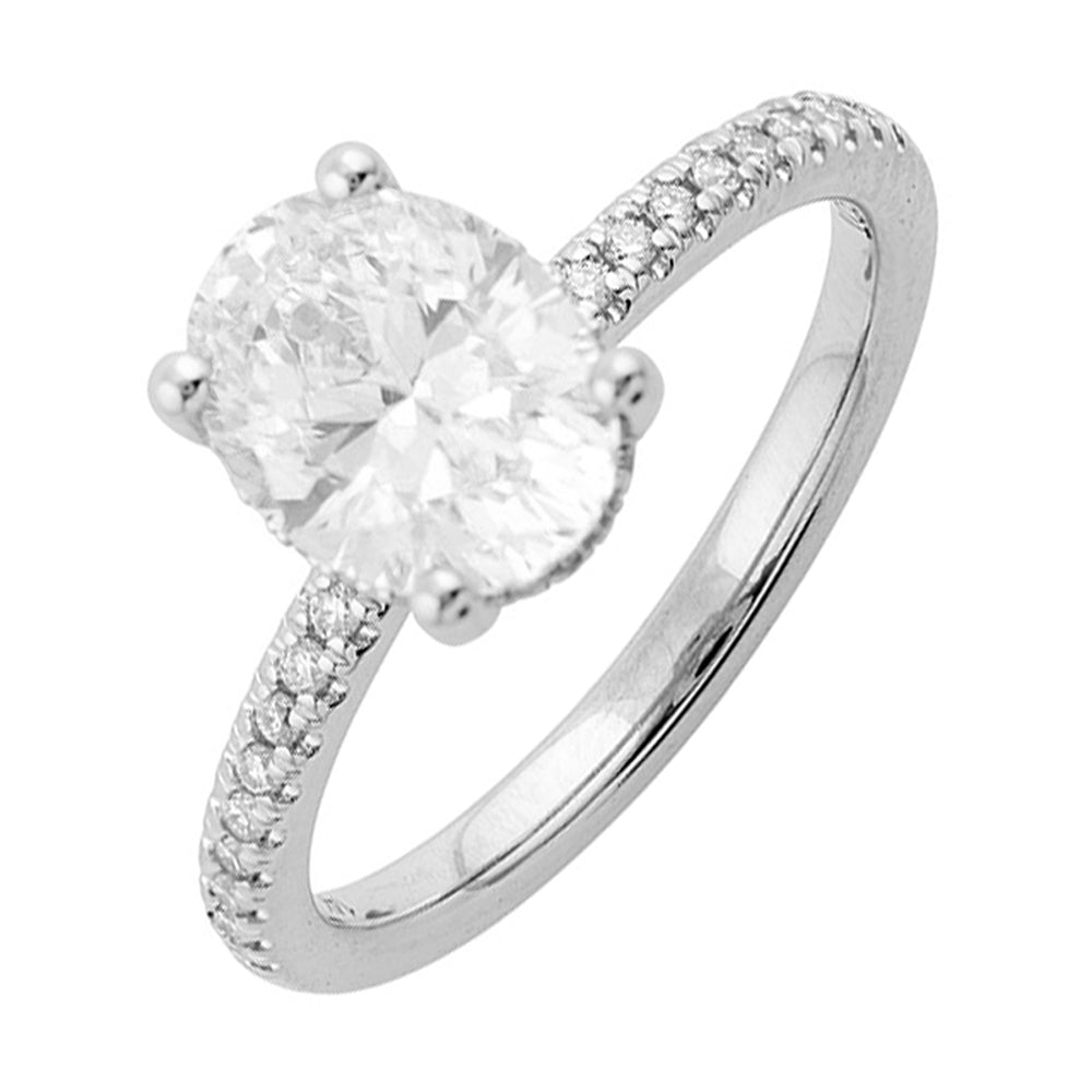 14Kt White Semi Mount 1/5Ctw For 2Ct Oval Center - W3751ON200SM-4WB