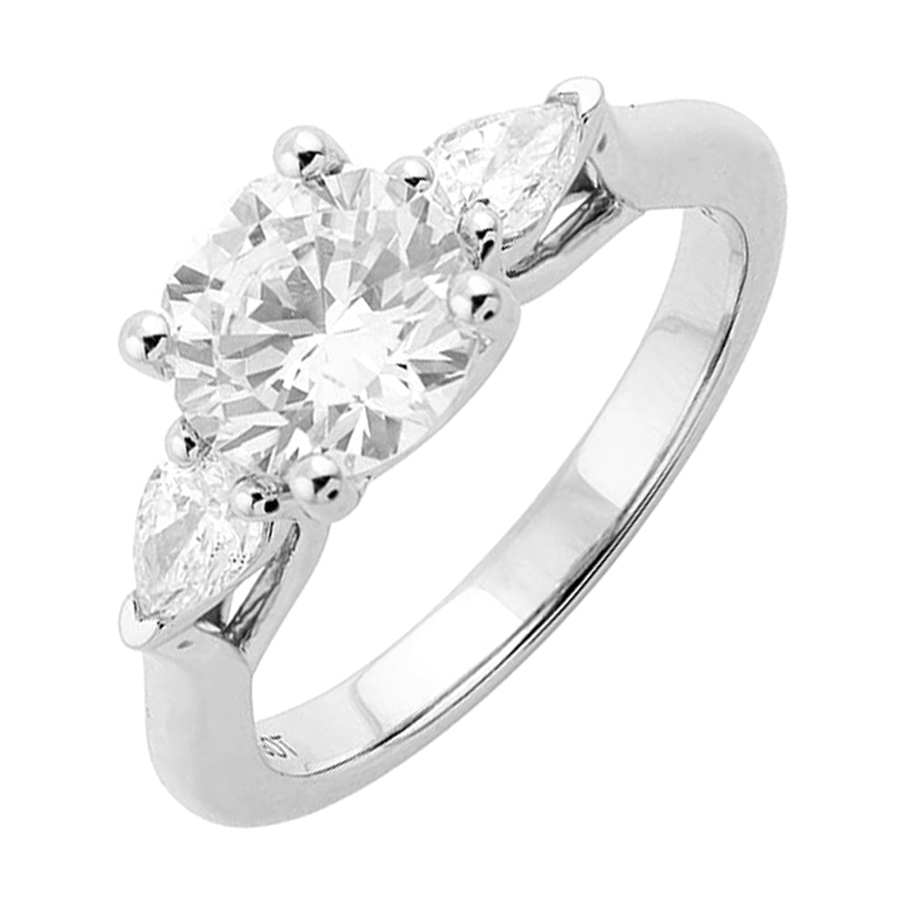 14Kt White Semi Mount 3/8Ctw For 1 1/2Ct Round Center - W3771RN150SM-4WB