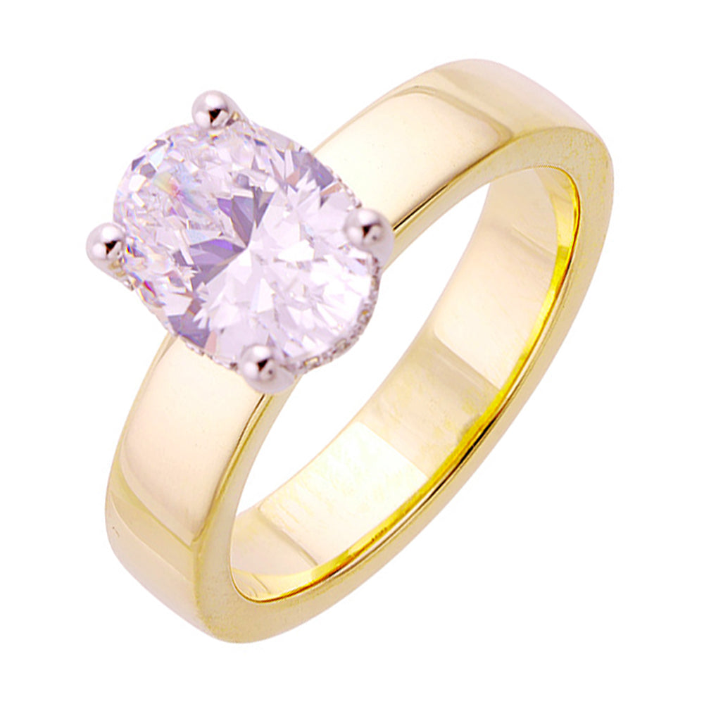 14Kt White Yellow Semi Mount 1/12Ctw For 2Ct Oval Center - W3850ON200SM-4YWB