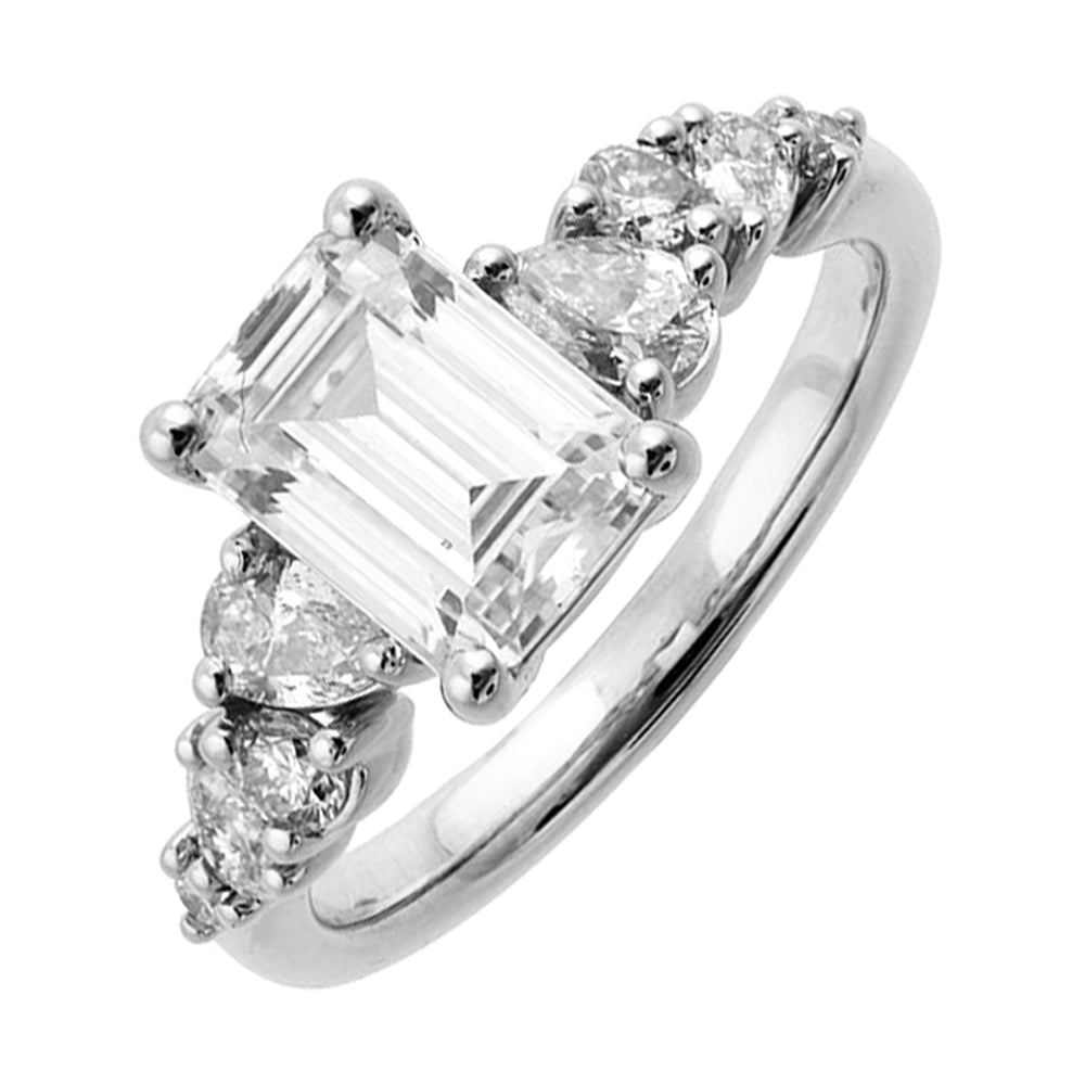 14Kt White Semi Mount 1/2Ctw For 2Ctw Emerald Cut Center - W3891EN200SM-4WB
