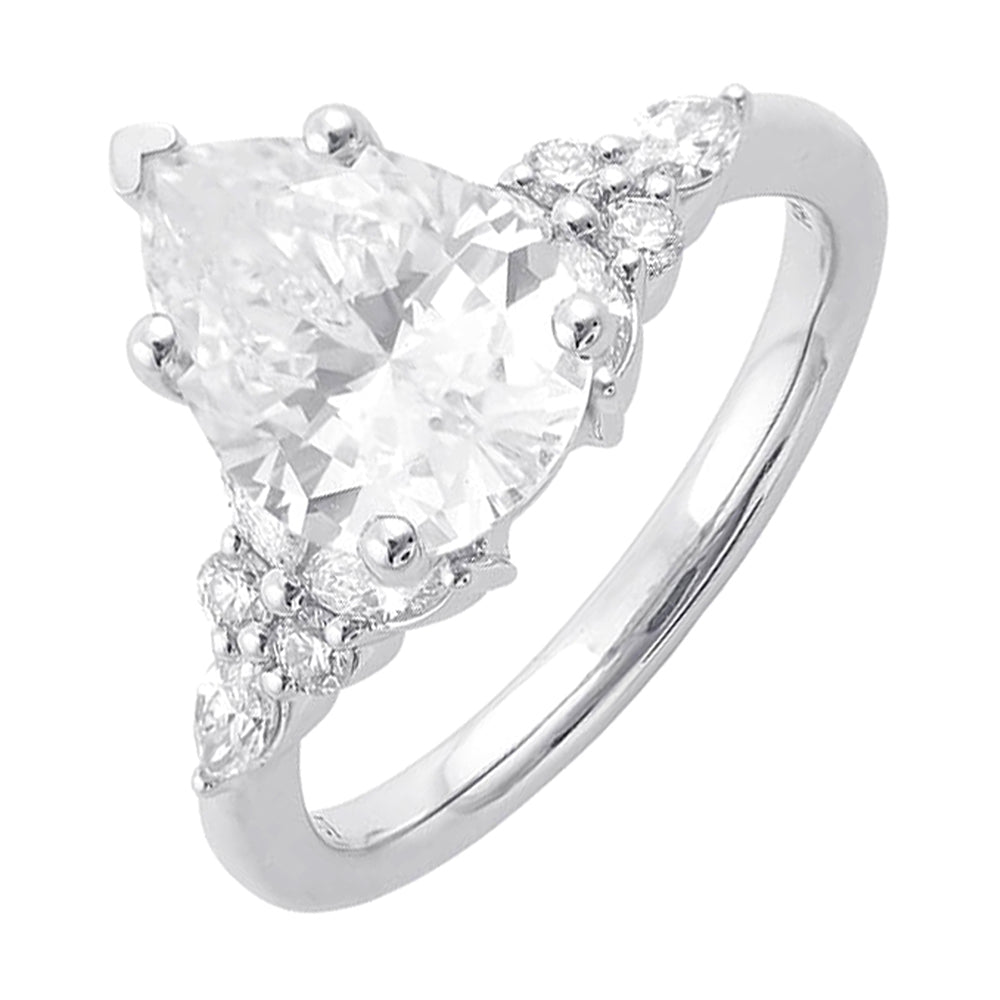14Kt White Semi Mount 1/2Ctw For 2Ct Pear Center - W3901SN200SM-4WB