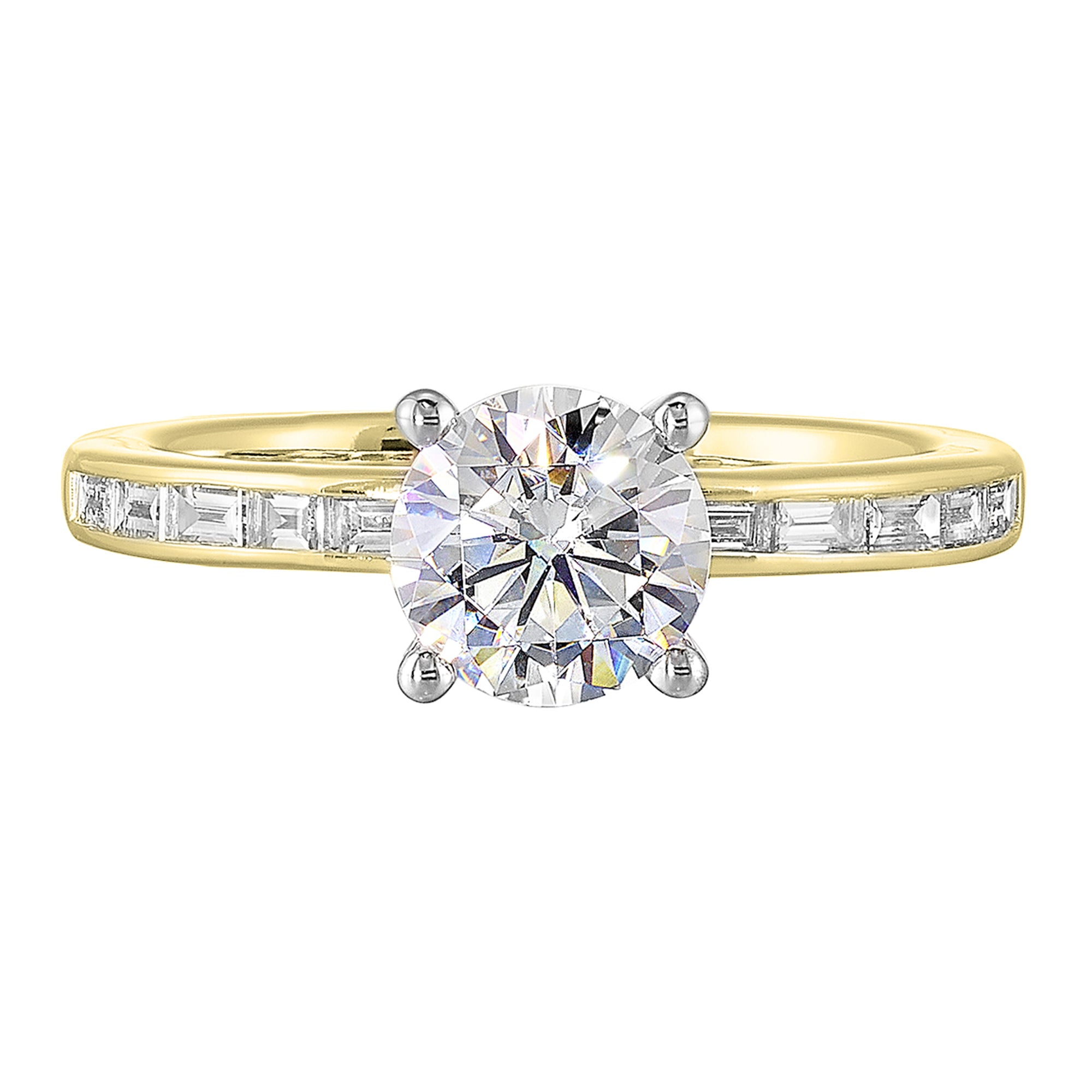 14Kt White Yellow Semi Mount 1/5Ctw For 2Ct Round Center - W3911RN200SM-4YWB