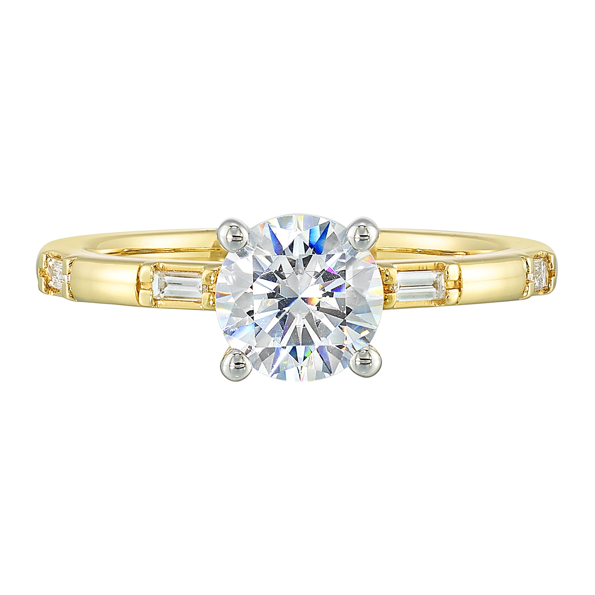 14Kt White Yellow Semi Mount 1/7Ctw For 1Ct Round Center - W3931RN100SM-4YWB