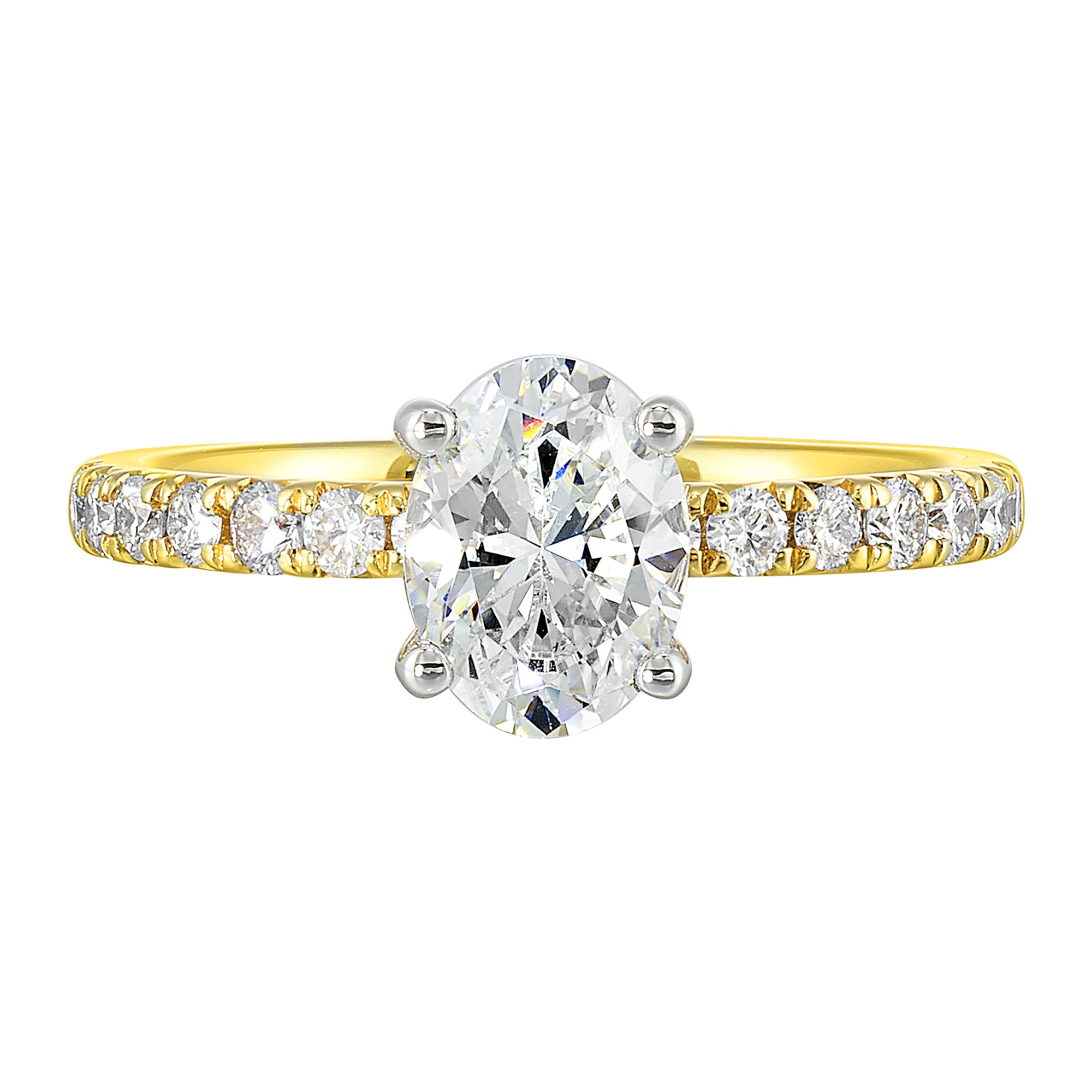 14Kt White Yellow Semi Mount 3/8Ctw For 2Ct Oval Center - W3951ON200SM-4YWB