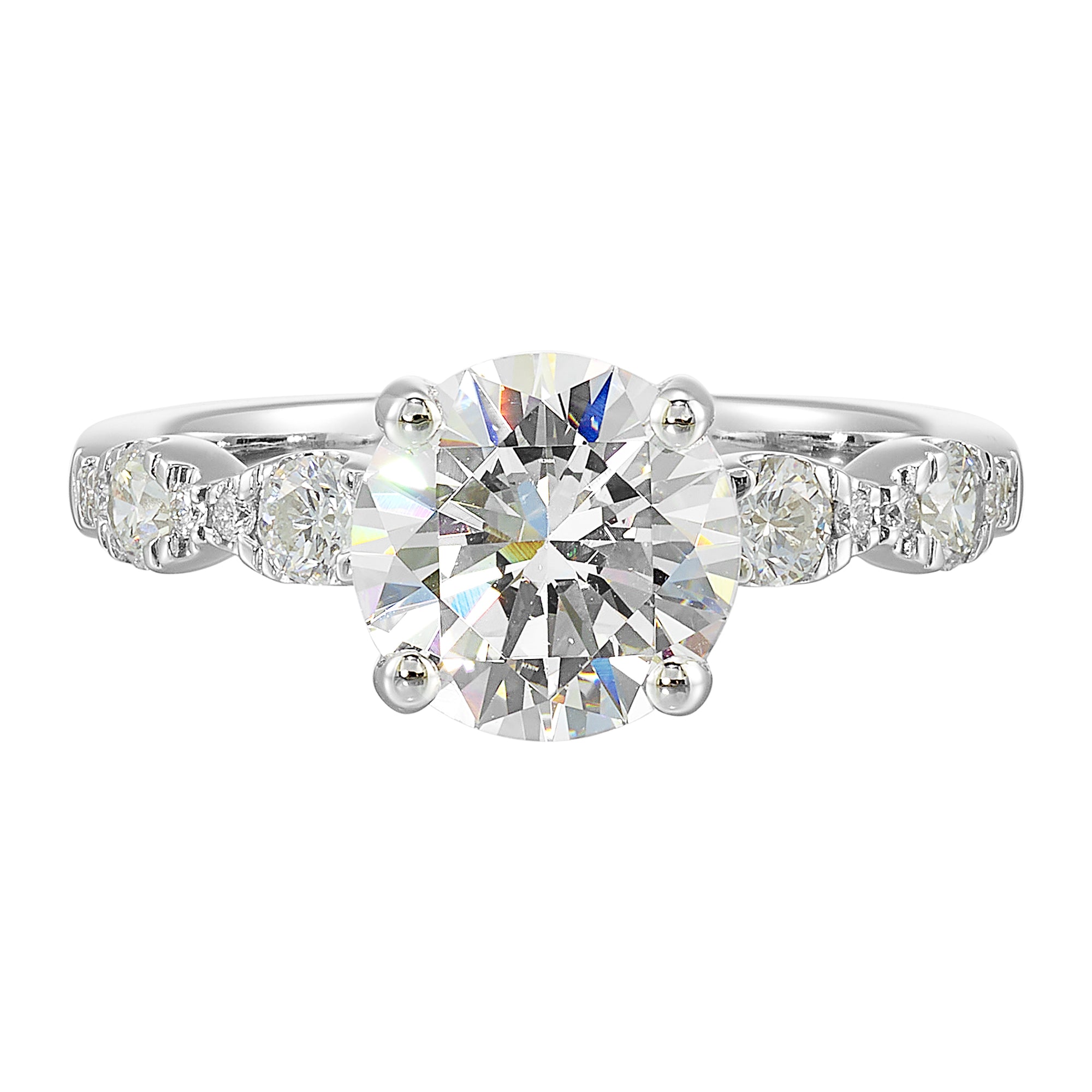14Kt White Semi Mount 3/8Ctw For 2Ctw Round Center - W4291RN200SM-4WB