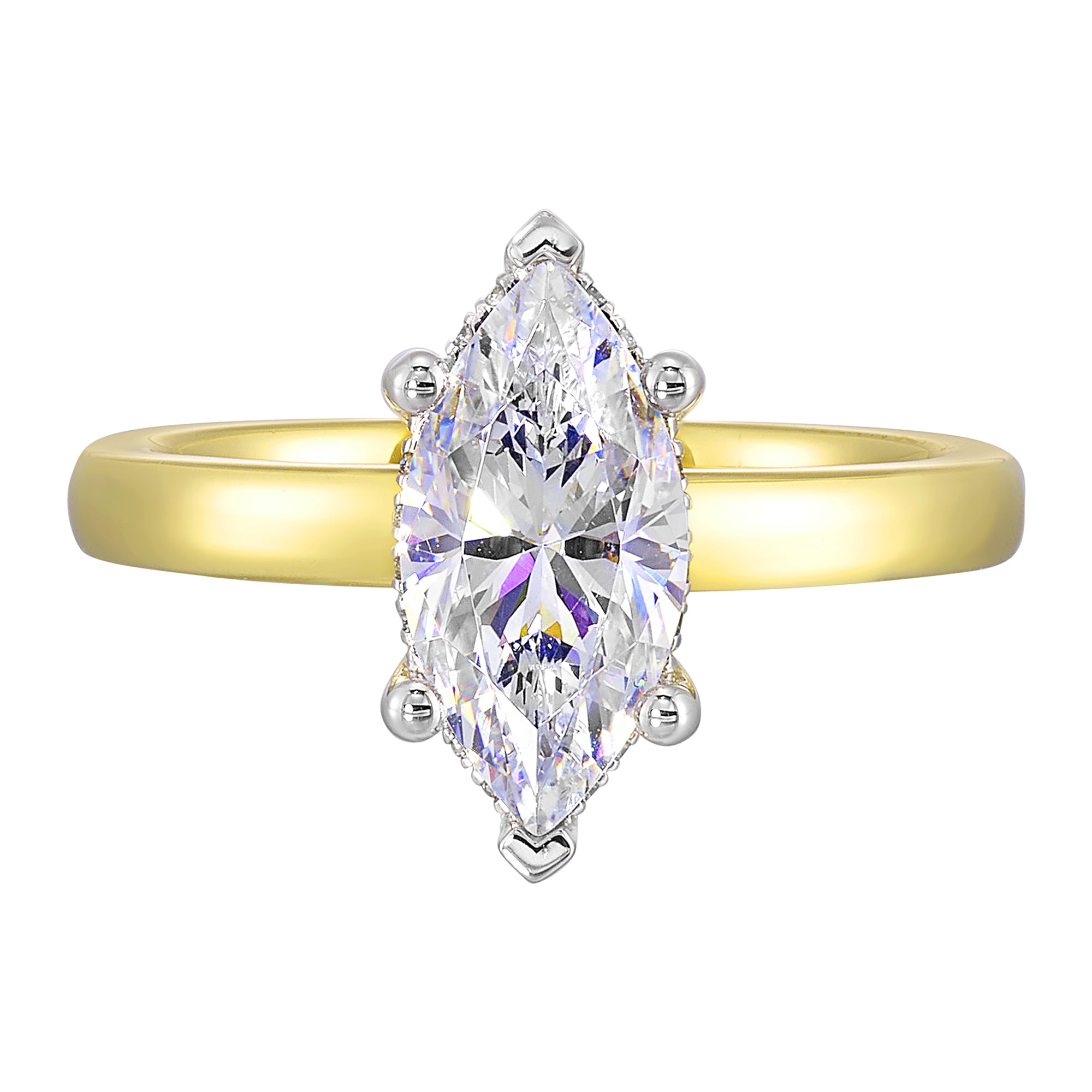 14Kt White Yellow Semi Mount 3/8Ctw For 2Ct Marquise Center - W4710MN200SM-4YWB