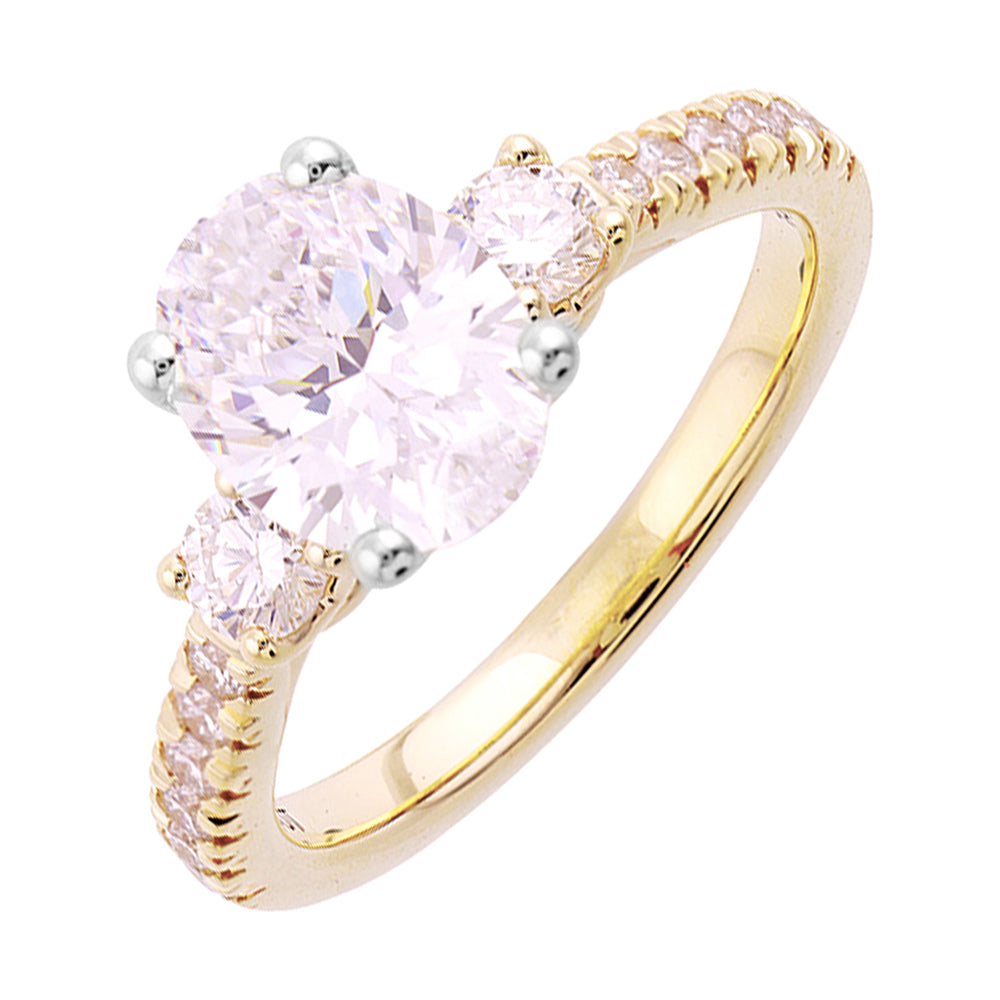 14Kt White Yellow Semi Mount 1/2Ctw For 2Ct Oval Center - W4821ON200SM-4YWB