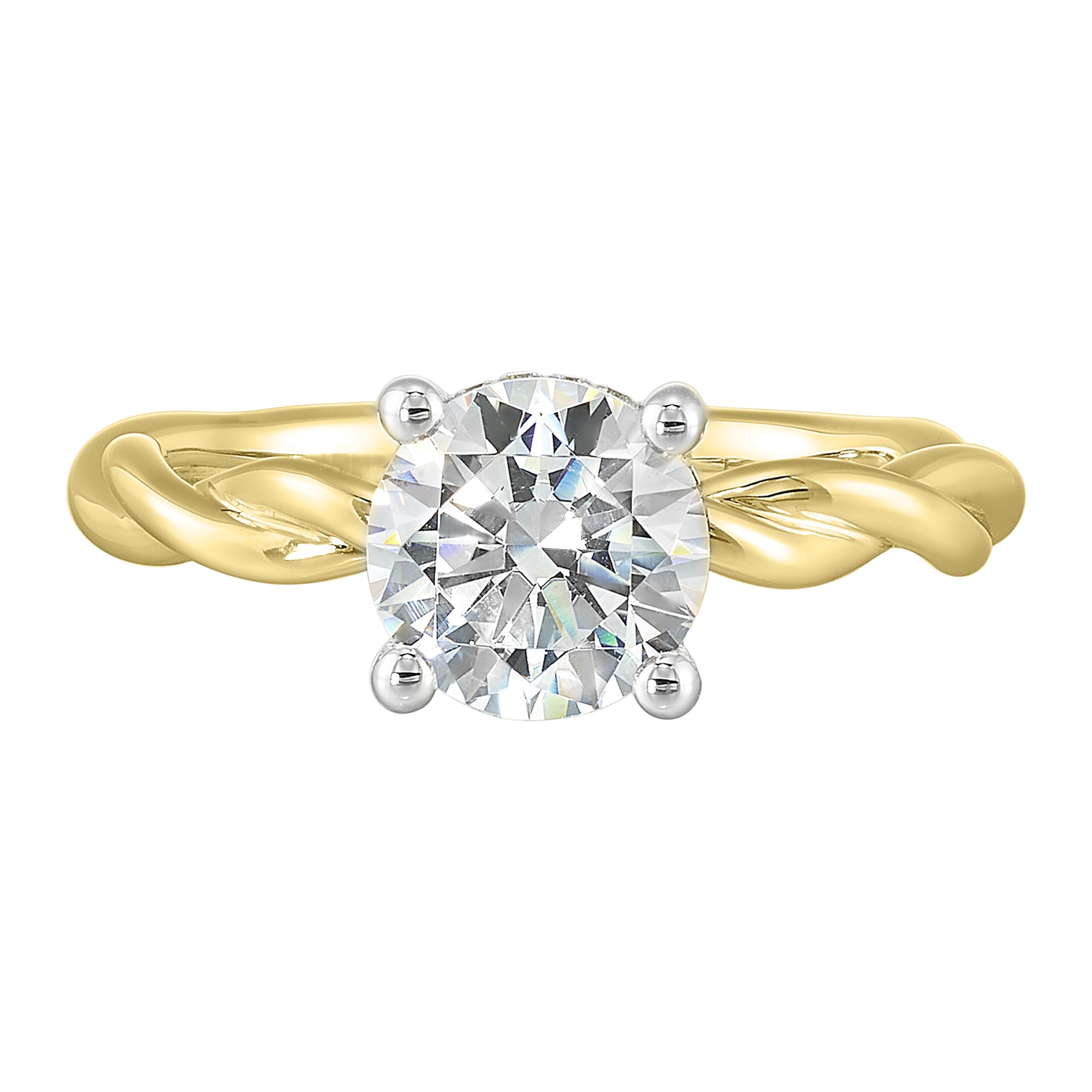 14Kt White Yellow Semi Mount 1/20Ctw For 1 1/2Ct Round Center - W5420RN150SM-4YWB